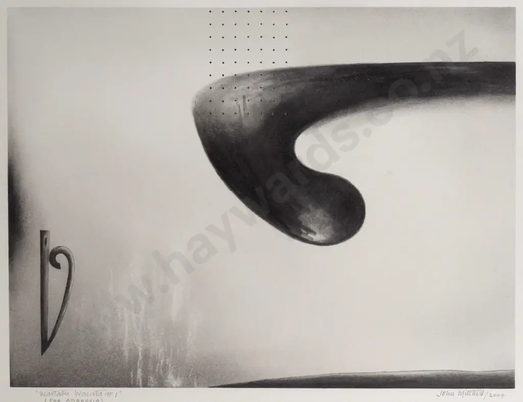 John Mitchell 2004 - framed pencil and graphite "Waitaki Waiata #1" (for Ambrosia) H290 W390 Image 1++