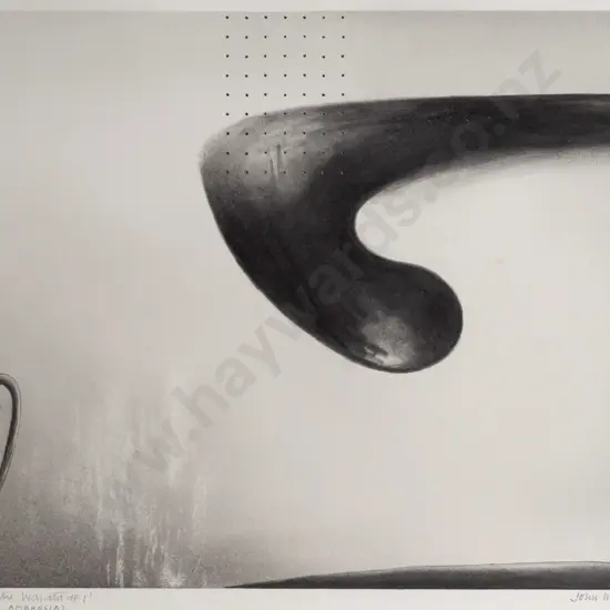 John Mitchell 2004 - framed pencil and graphite "Waitaki Waiata #1" (for Ambrosia) H290 W390