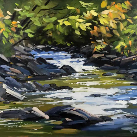 Tony Stanford Shields 06 - oil on box canvas - river scene H920 W1220