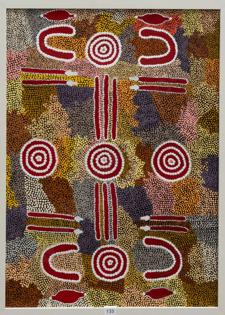 Lorraine Nungarrayi Granites (Warlpiri) - framed acrylic on canvas - illegible title H575 W400 Image 1++