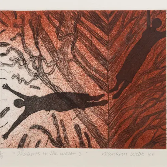 Marilynn Webb 1988 - framed etching 1/10 "Shadows in the water 2" H165 W195