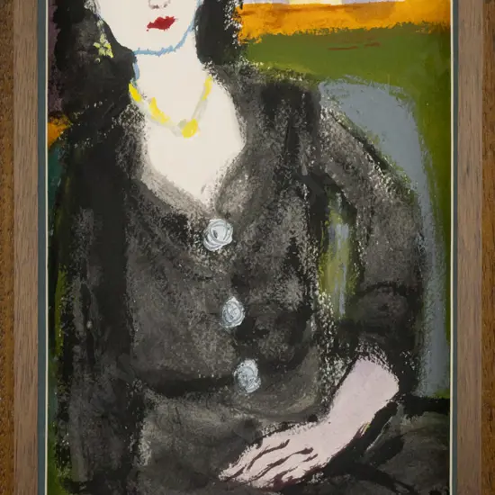 Annie Baird - framed watercolour - portrait H370 W185