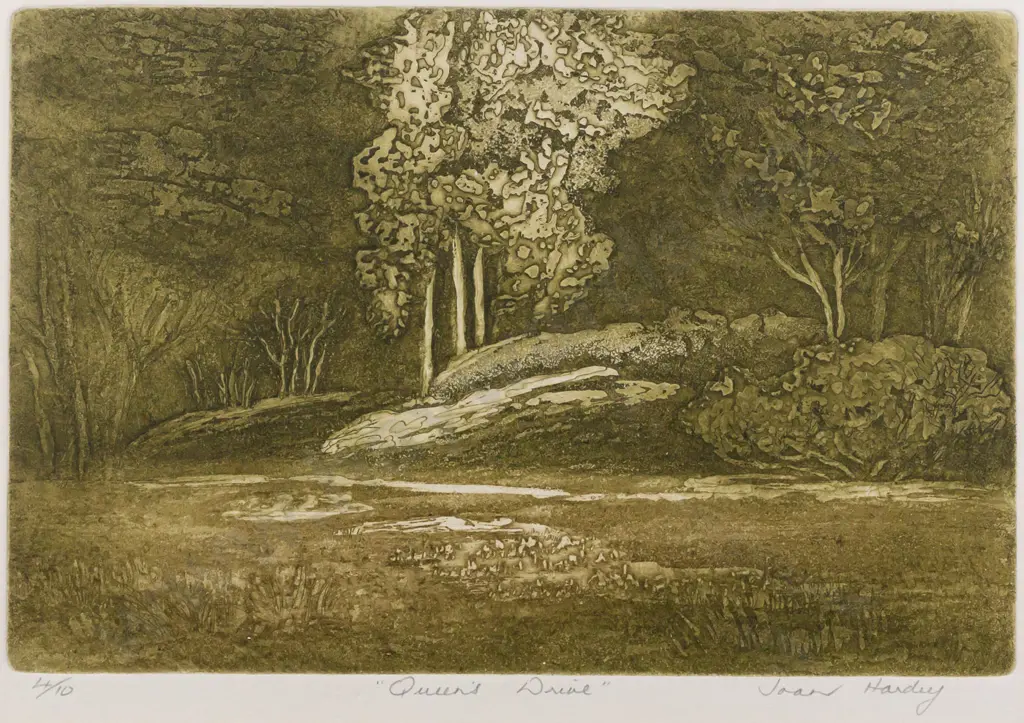 Joan Hardey - framed etching 4/10 "Queens Drive" H160 W240 Image 1++