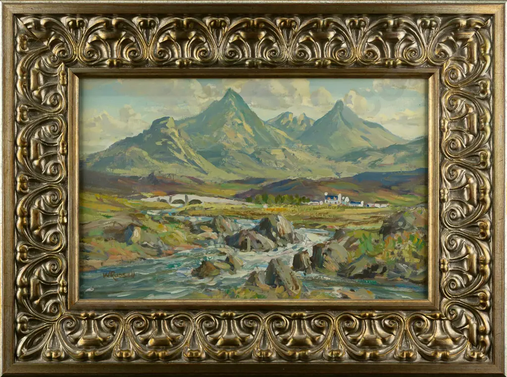 William Russell - framed oil "Coolins ..." H210 W320 Image 1++