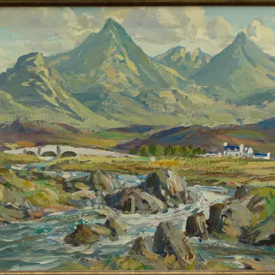 William Russell - framed oil "Coolins ..." H210 W320