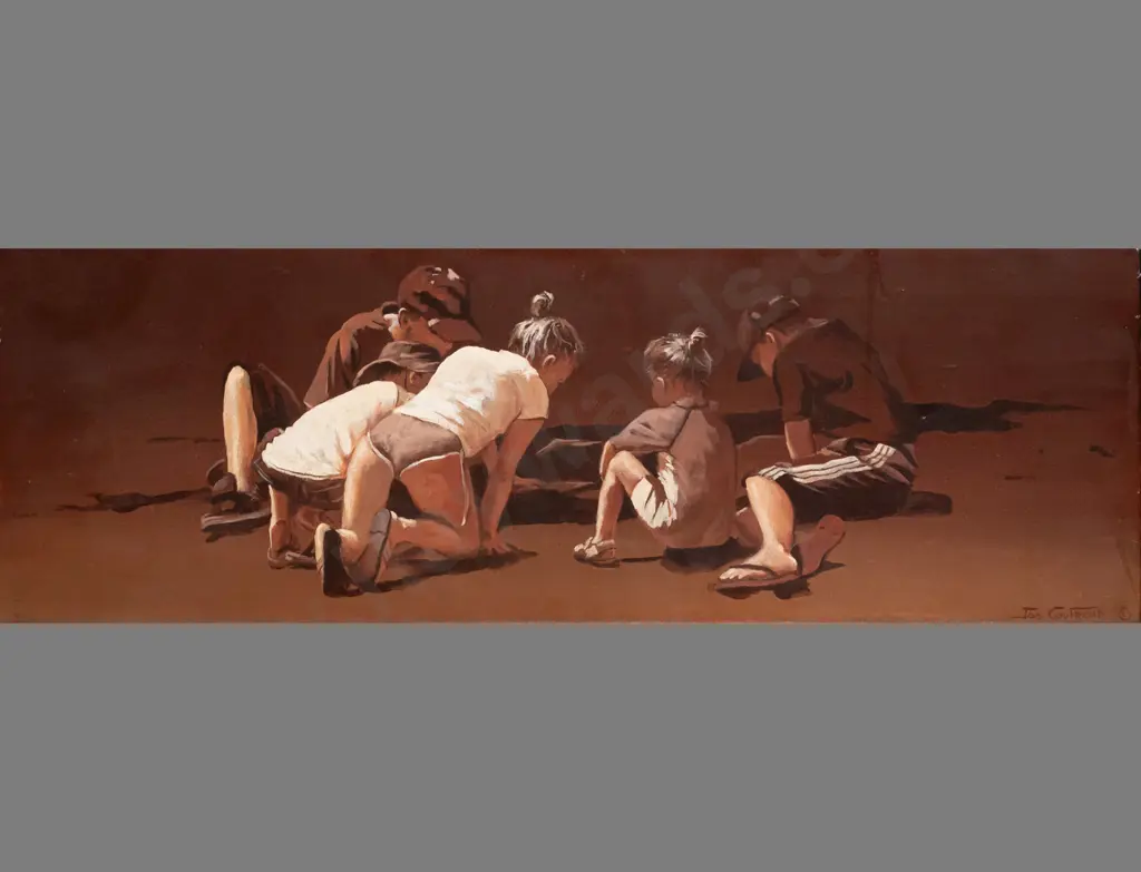 Jos Coufreur - boxed oil on canvas - children H250 W760 Image 1++