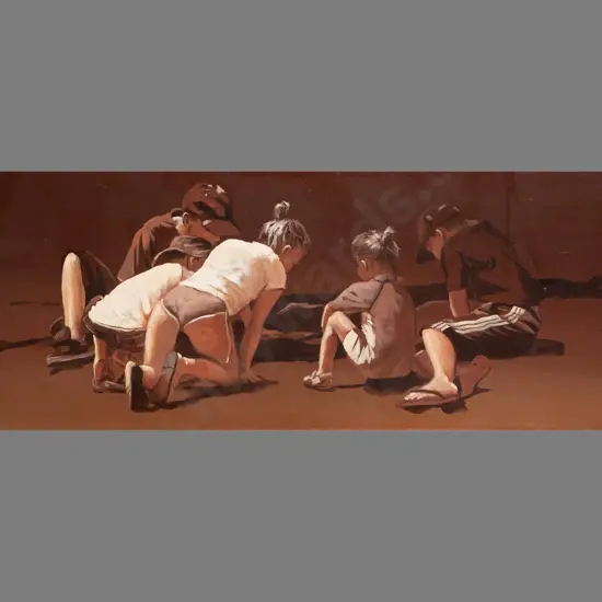 Jos Coufreur - boxed oil on canvas - children H250 W760