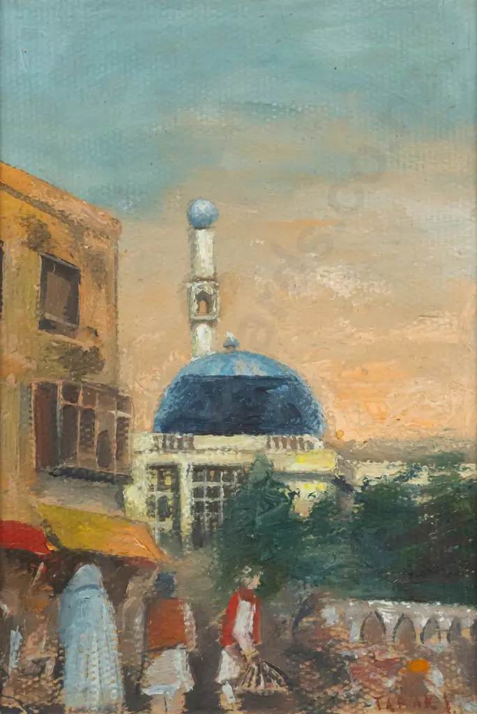 illegible signature - framed pastel -  Kabul scene H230 W150 Image 1++