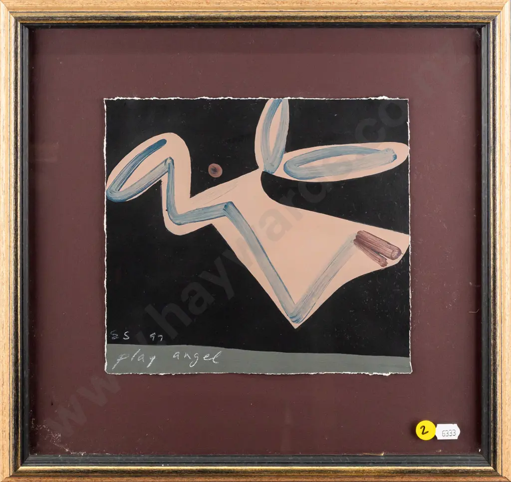 Eion Stevens '97 - framed acrylic "play angel" H200 W210 Image 1++