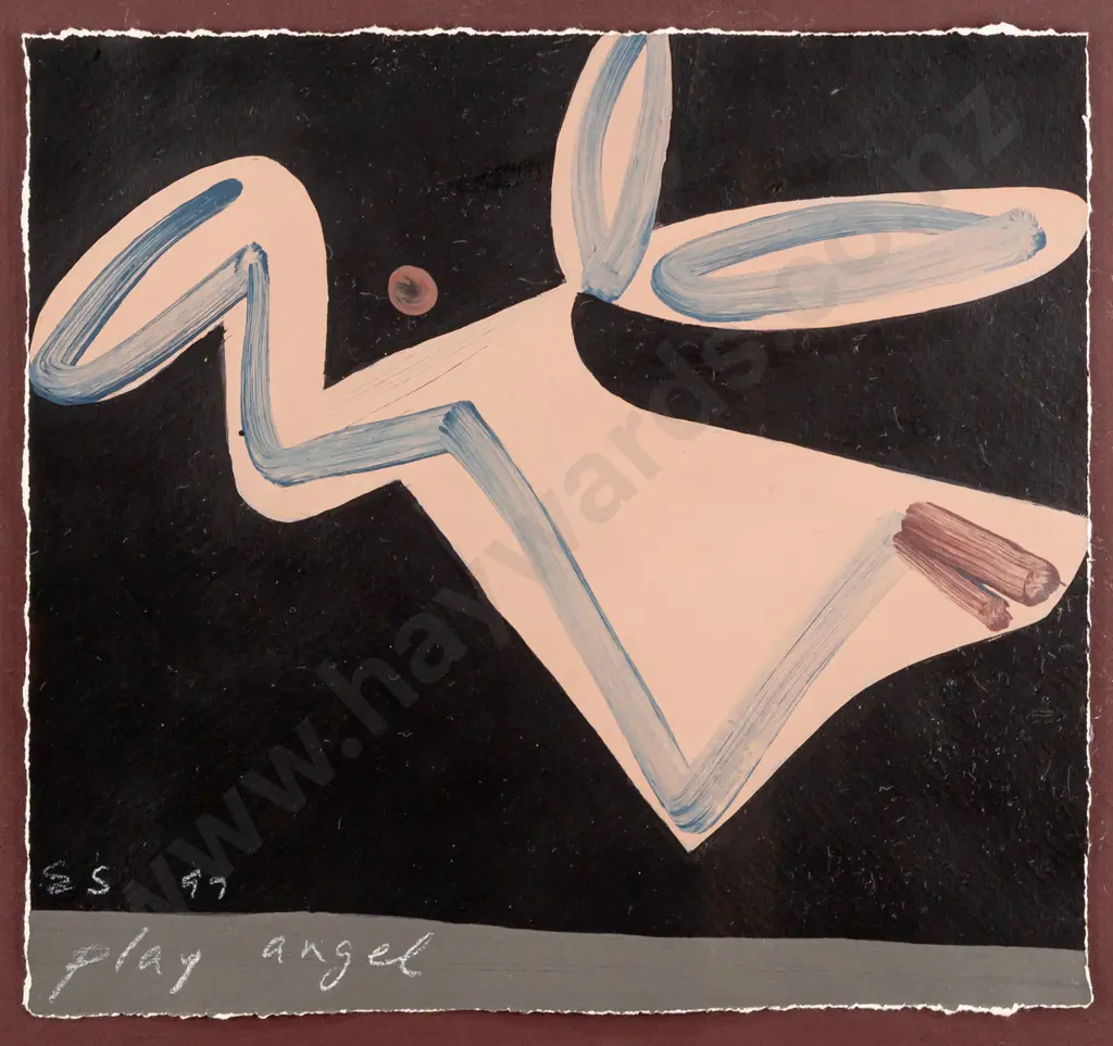 Eion Stevens '97 - framed acrylic "play angel" H200 W210 Image 1++
