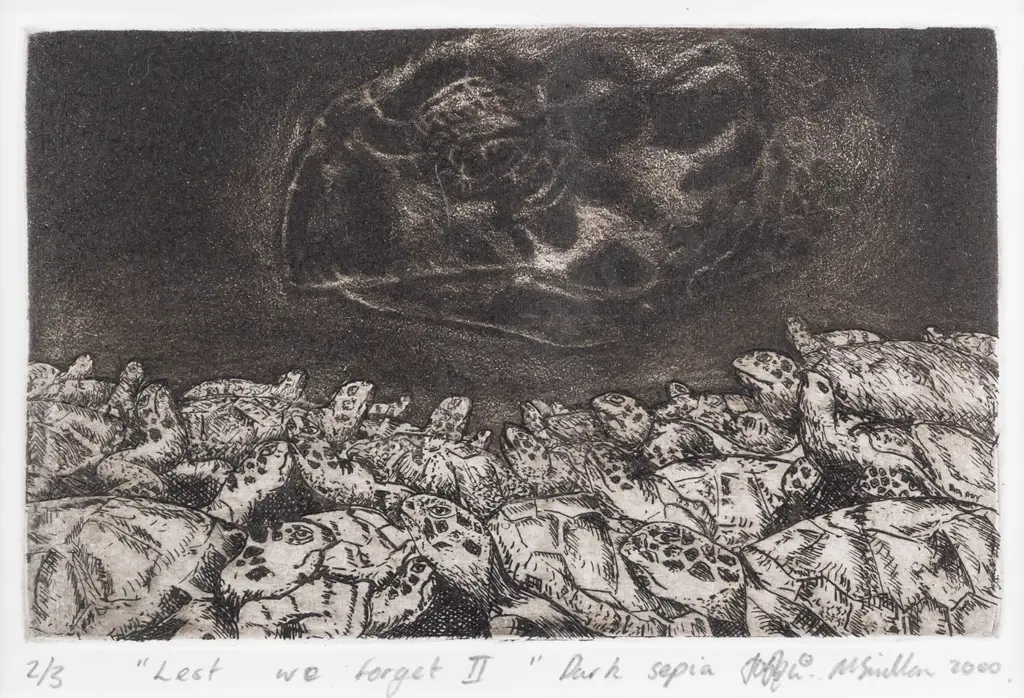 M Sullivan 2000 - framed etching 2/3 "Lest We Forget II" H95 W115 Image 1++