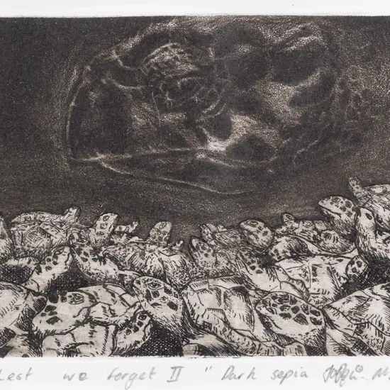 M Sullivan 2000 - framed etching 2/3 "Lest We Forget II" H95 W115