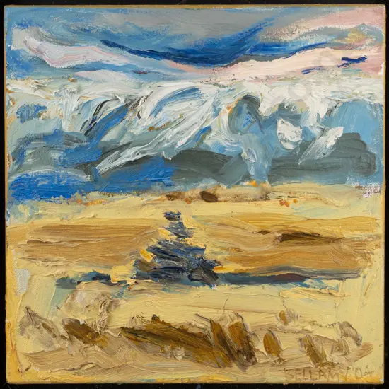 Pauline Bellamy '04 - framed oil on canvas "Central Cairn" H300 W300