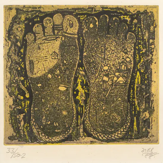 illegible signature - framed ltd edition print 33/50.2 - feet H130 W140