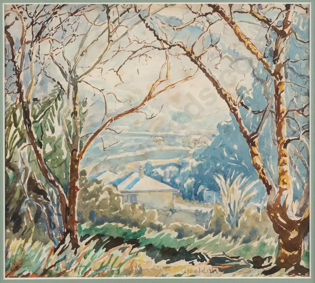 Eana B Jeans - framed watercolour "Glenleith" H210 W230 (foxing) Image 1++