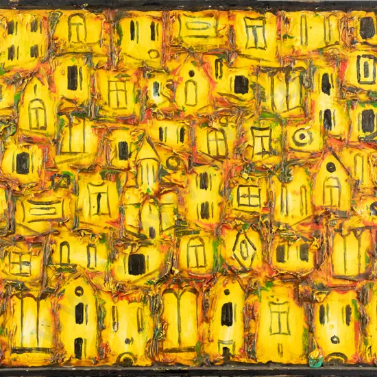 Levan Mosiashvili 2008 - framed mixed media "Old Tibilisi" H300 W400
