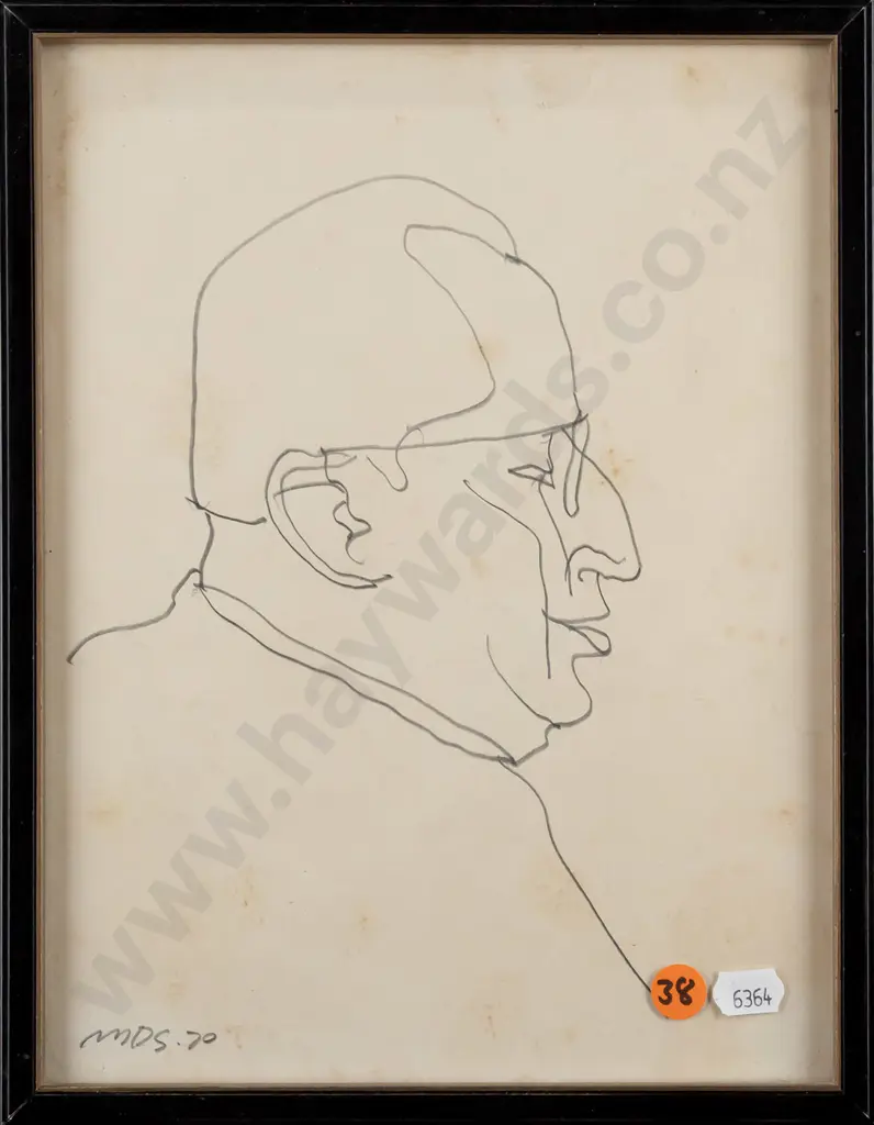 Michael Smither '70 - framed graphite on paper - portrait H260 W190 (foxing) Image 1++