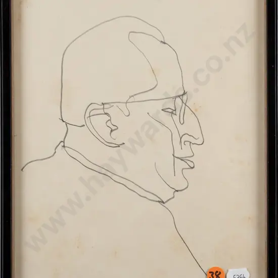 Michael Smither '70 - framed graphite on paper - portrait H260 W190 (foxing)