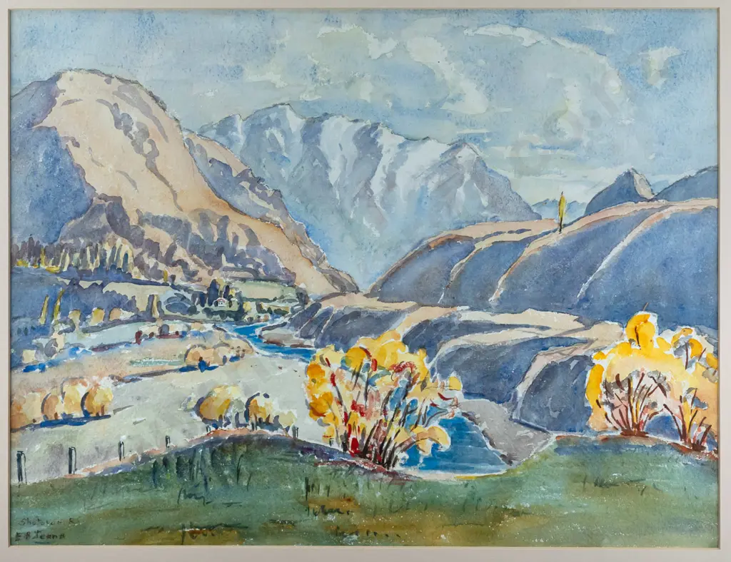 Eana B Jeans - framed watercolour - landscape H380 W500 Image 1++