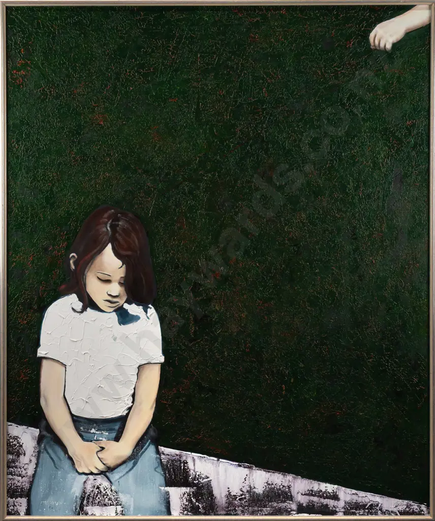 Nanette Lela'ulu 99 - framed oil on canvas "The Silence Within" H-1200 W-980 Image 1++