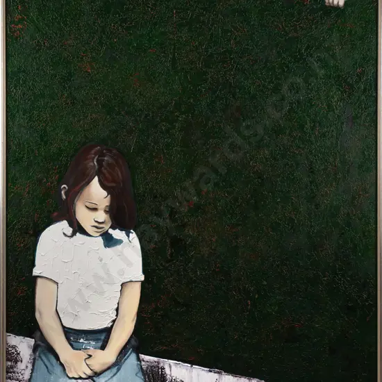 Nanette Lela'ulu 99 - framed oil on canvas "The Silence Within" H-1200 W-980