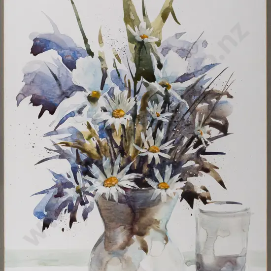 Garrick Tremain - framed watercolour "Summer Vase" H370 W260
