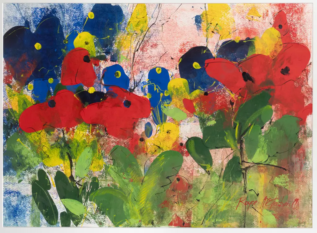 Royce McGlashan '88 - framed gouache - flowers H480 W670 Image 1++