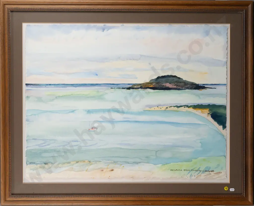 Annie Baird '88 - framed watercolour "Moturata Taieri Island" H580 W770 Image 1++