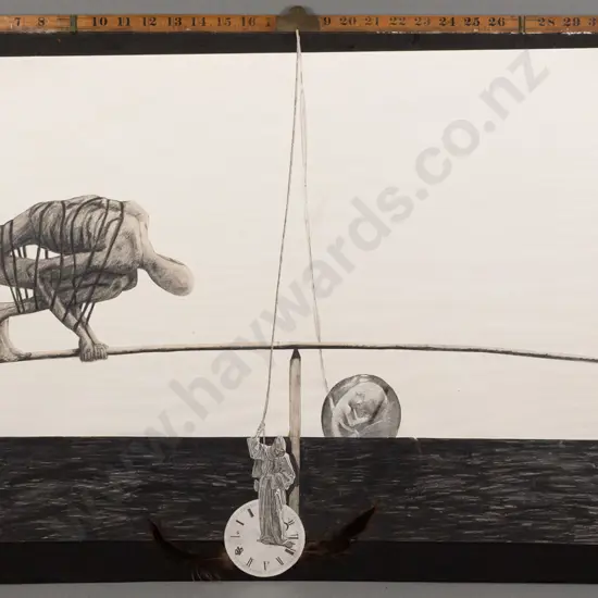 mixed media on board - abstract H580 W910 (slight aging)