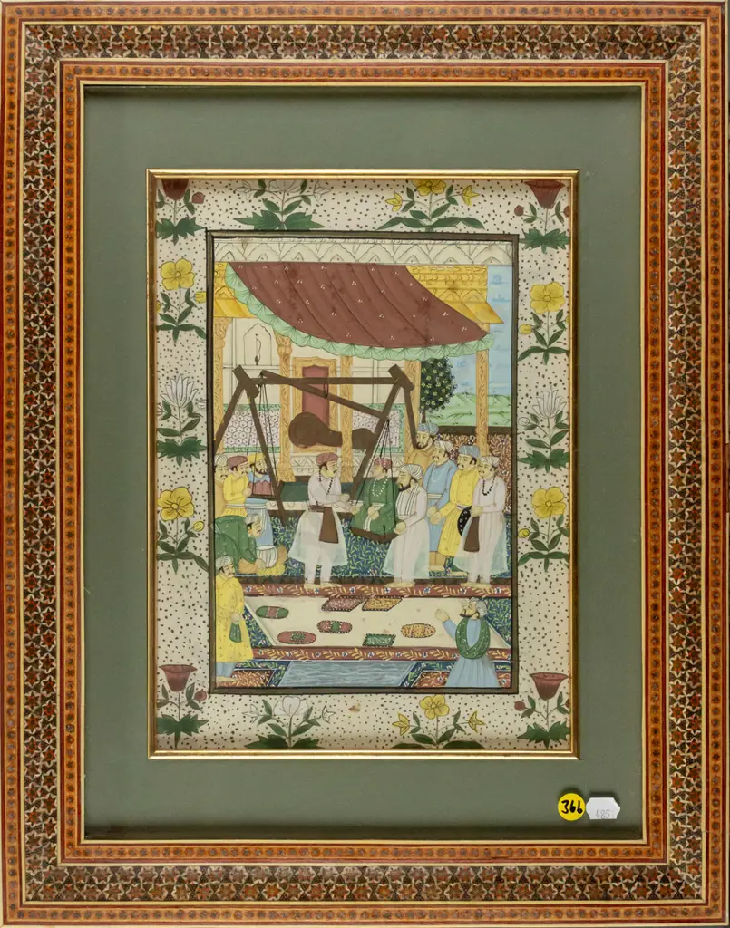 ornately framed Persian watercolour H300 W220 Image 1++