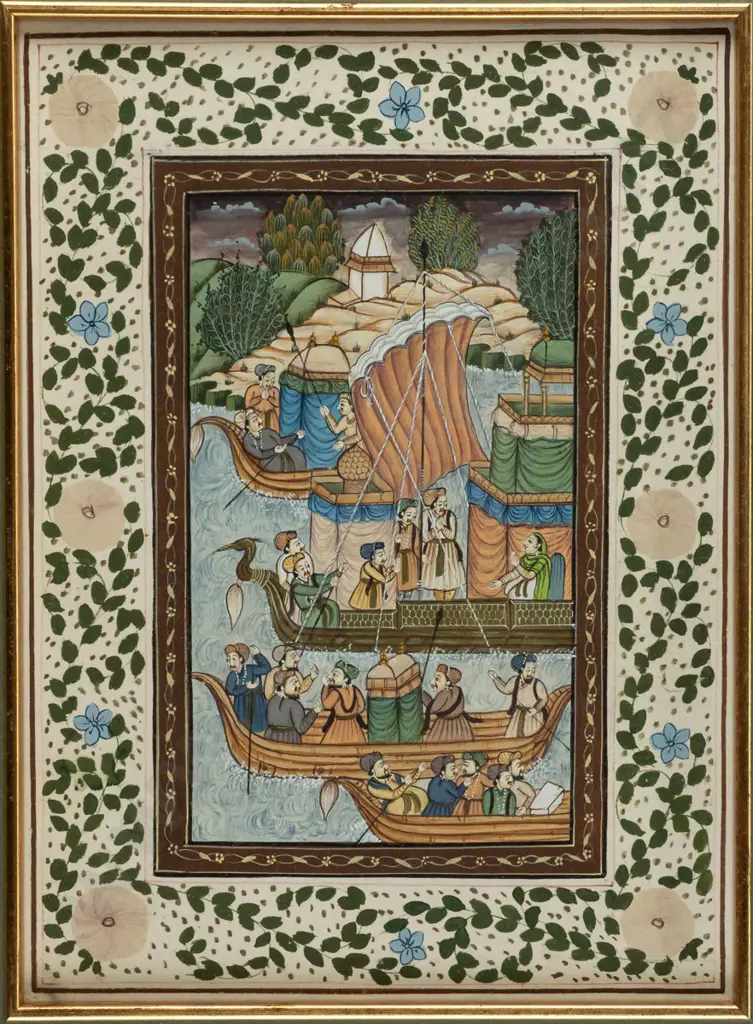 ornately framed Persian watercolour H270 W200 Image 1++