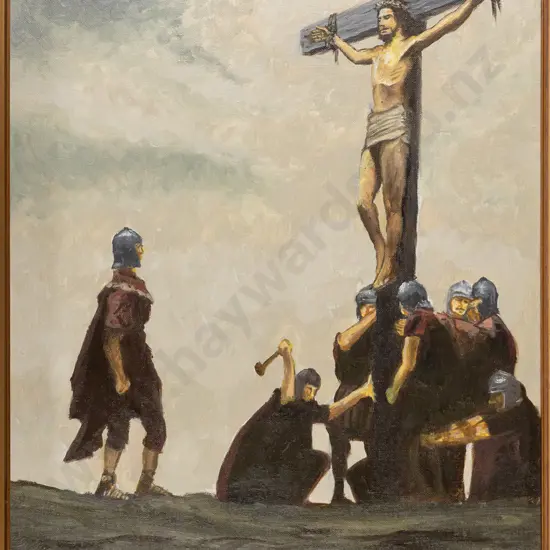 John Russell 1976 - framed oil on board "The Centurion?" H440 W340