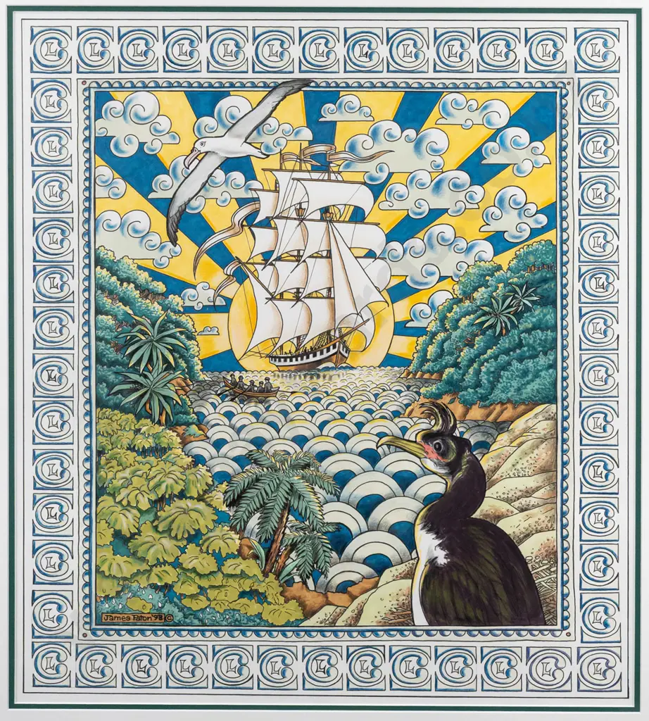 James Paton '98  - framed watercolour - arrival of the John Wickliffe 1848 H570 W500 Image 1++