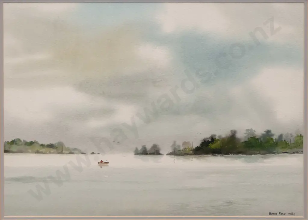 Frank Reed 1982 - framed watercolour - dinghy on water H310 W440 Image 1++