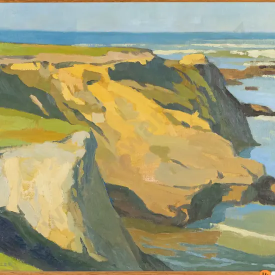 Colin Weeler - framed oil on board - coastal scene H310 W410