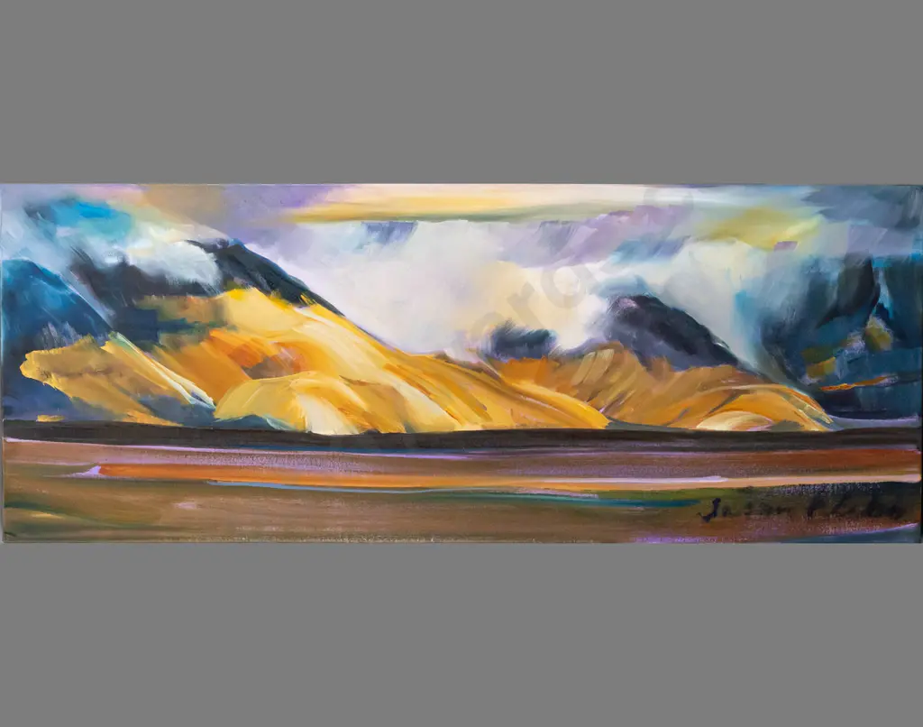 Susan Webb 2011 -  oil on boxed canvas "Maniototo XVII"  H385 W1000 Image 1++