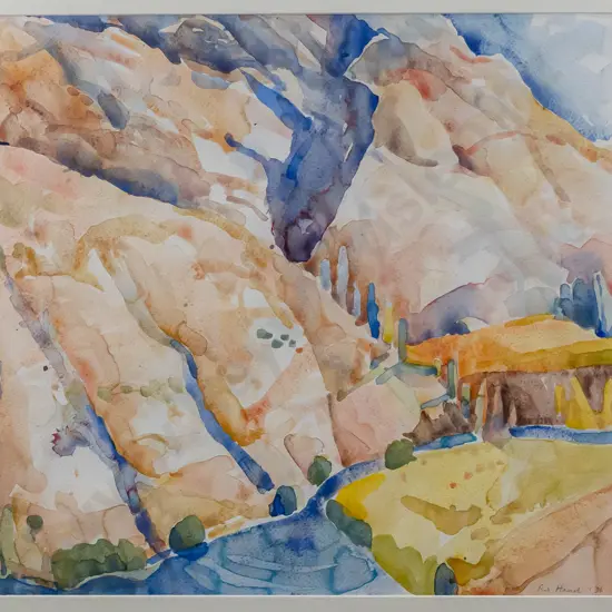 Rodney Hamel '96 - framed watercolour "The Junction of the Kawarau and Arrow Rivers"  H535 W555