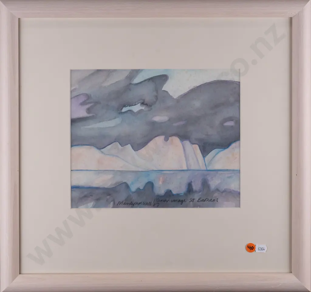 Marilynn Webb '87 - framed watercolour "Mirror Image St Bathans" H210 W240 (extensive foxing) Image 1++