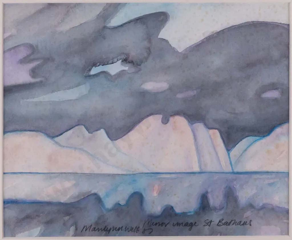 Marilynn Webb '87 - framed watercolour "Mirror Image St Bathans" H210 W240 (extensive foxing) Image 1++