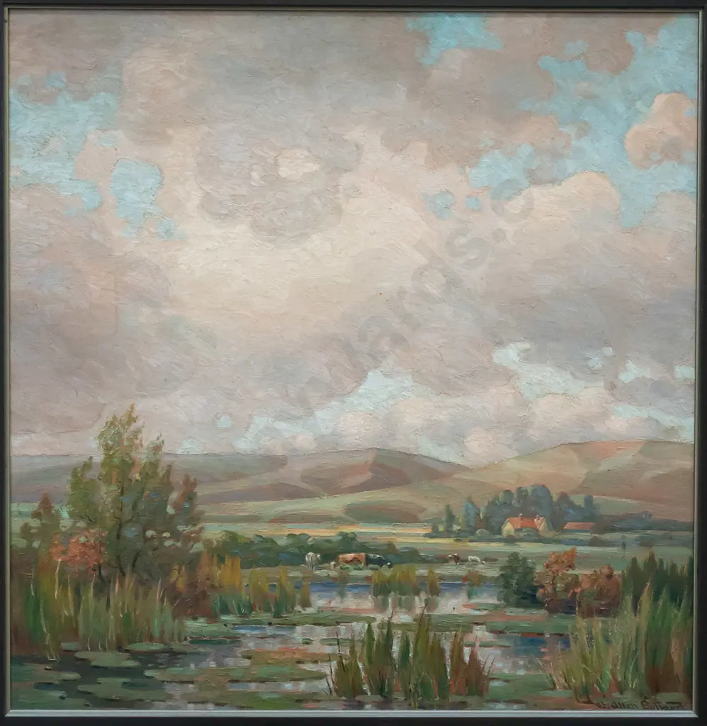 W Allen Bollard - framed oil on board - landscape H600 W560 Image 1++