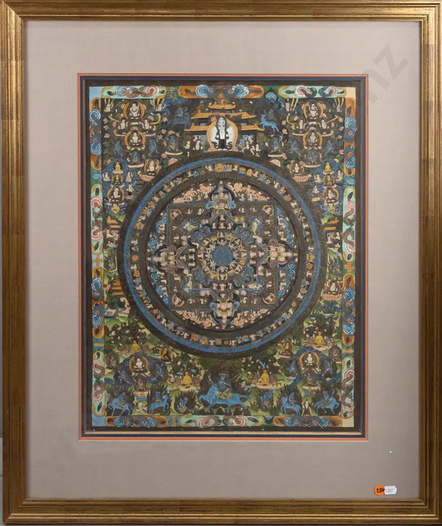 framed Tibetan prayer painting H460 W350 Image 1++
