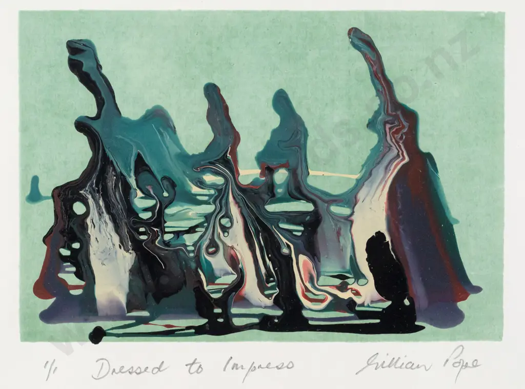 Gillian Pope - framed monoprint "Dressed to Impress" H115 W170 Image 1++