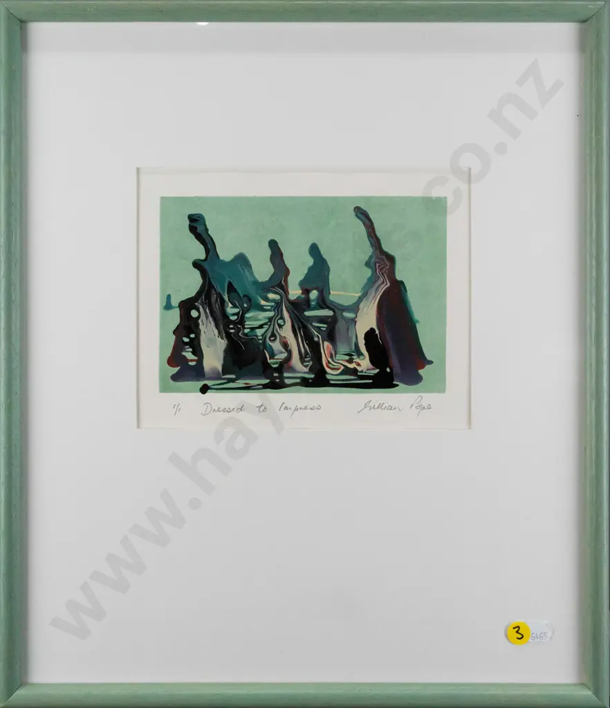 Gillian Pope - framed monoprint "Dressed to Impress" H115 W170 Image 1++