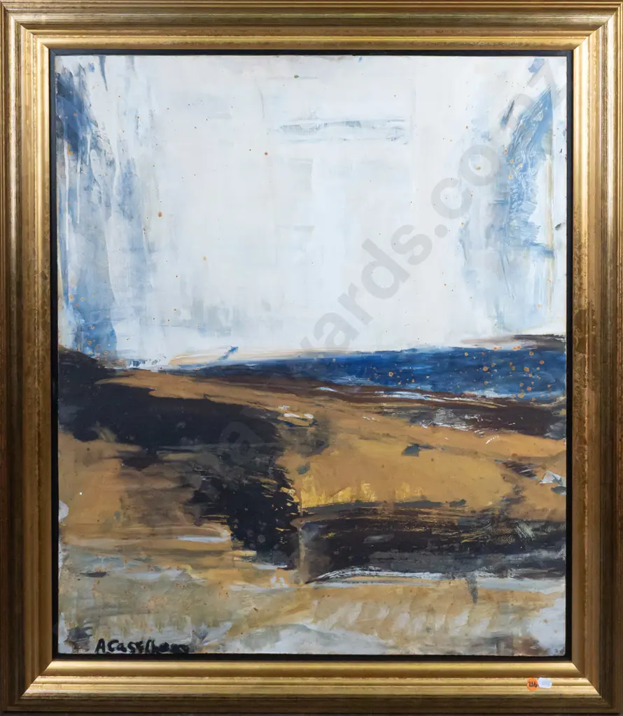 Anna Caselberg - double sided oil on board  "Landscape with white sky" H750 W630 (signficant foxing & some mildew). Image 1++