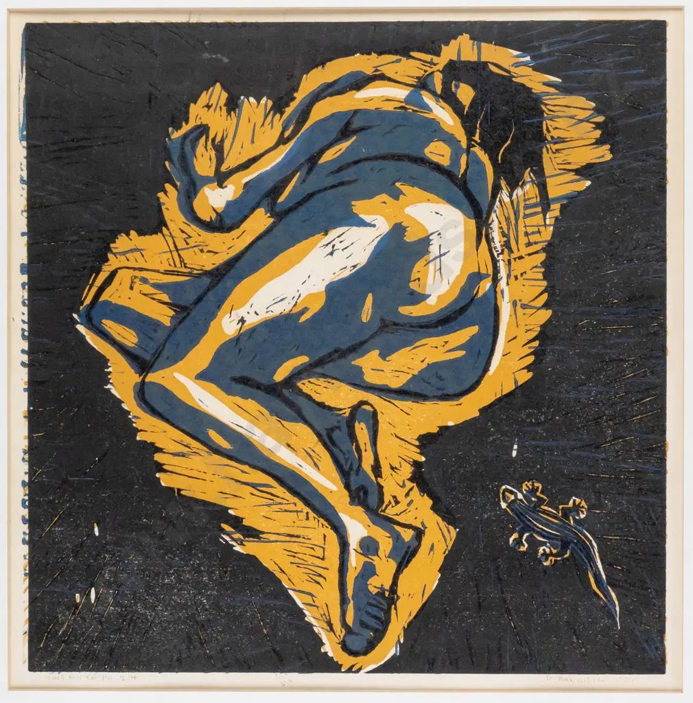 P Bannister 1981 - framed screenprint 1/4 "Hine Nui Te Po" H-300 W-300 Image 1++