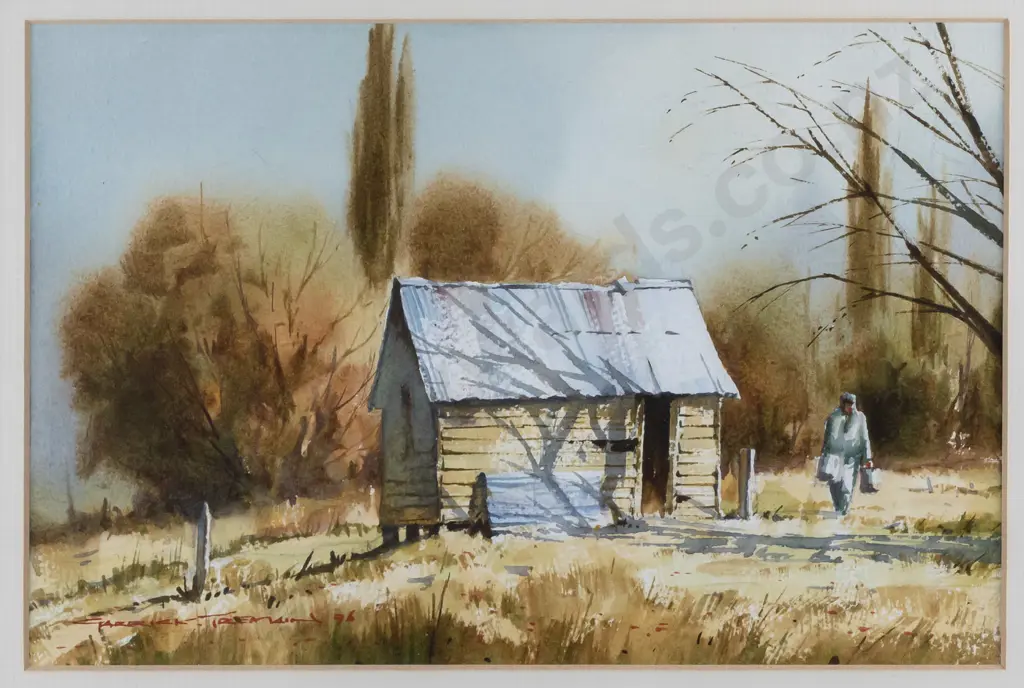Garrick Tremain '96 - framed watercolour "Rosies Wood Shed" H180 W260 Image 1++