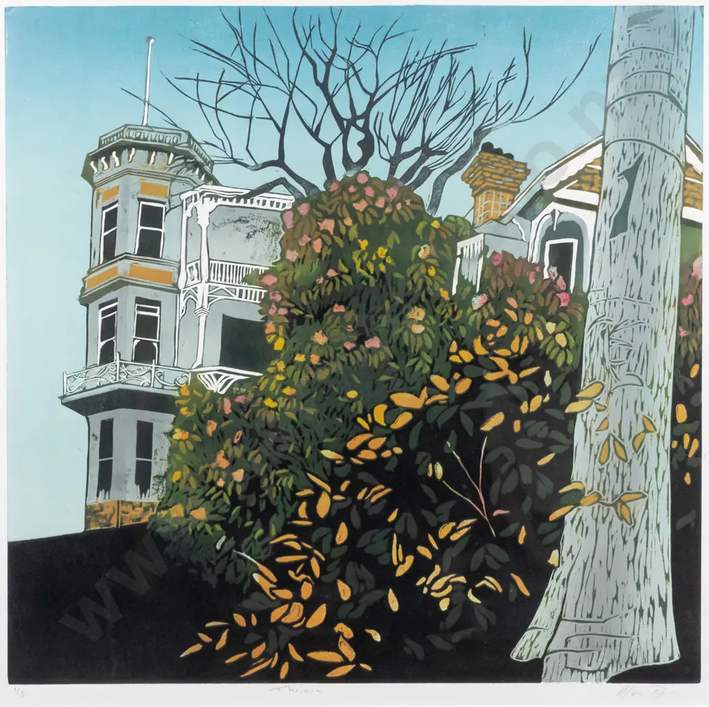 Manu Berry - framed wood block print 1/32 "Thrieve" H490 W4190 Image 1++