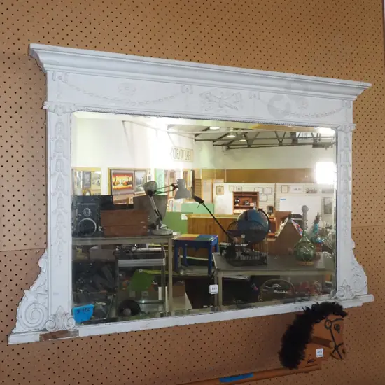 hand painted Victorian bevelled edge mirror from buffet sideboard