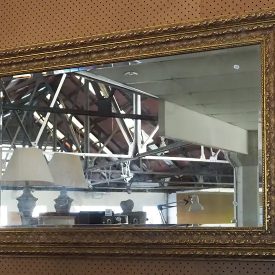 ornate gilt framed bevelled edge morror H-810 W-120