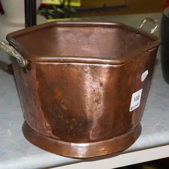 octagonal double handled copper bucket H-130